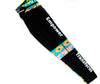 Black Leggings with coloured african design on legs come in plus sizes with phone pocket