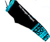 Black Leggings with teal african design on legs come in plus sizes with phone pocket